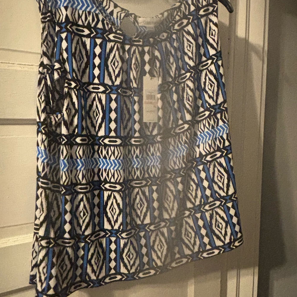 Calvin Klein Black and Blue Geometric Blouse